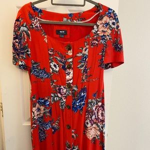 Red floral Maeve Caldwell Dress, Anthropologie